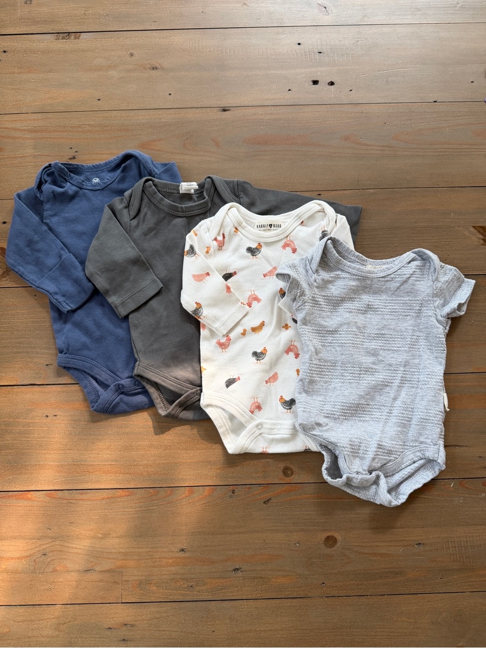 Organic Cotton Bodysuit Set (Rabbit + Bear, Colored Organics,Honest) - 0-3 Month